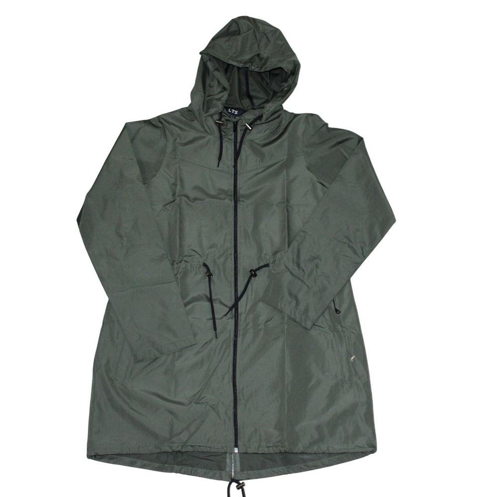 Long Tall Sally Green Hooded Rain Jacket Cinch Waist NWT US 8Tall - Picture 2 of 7